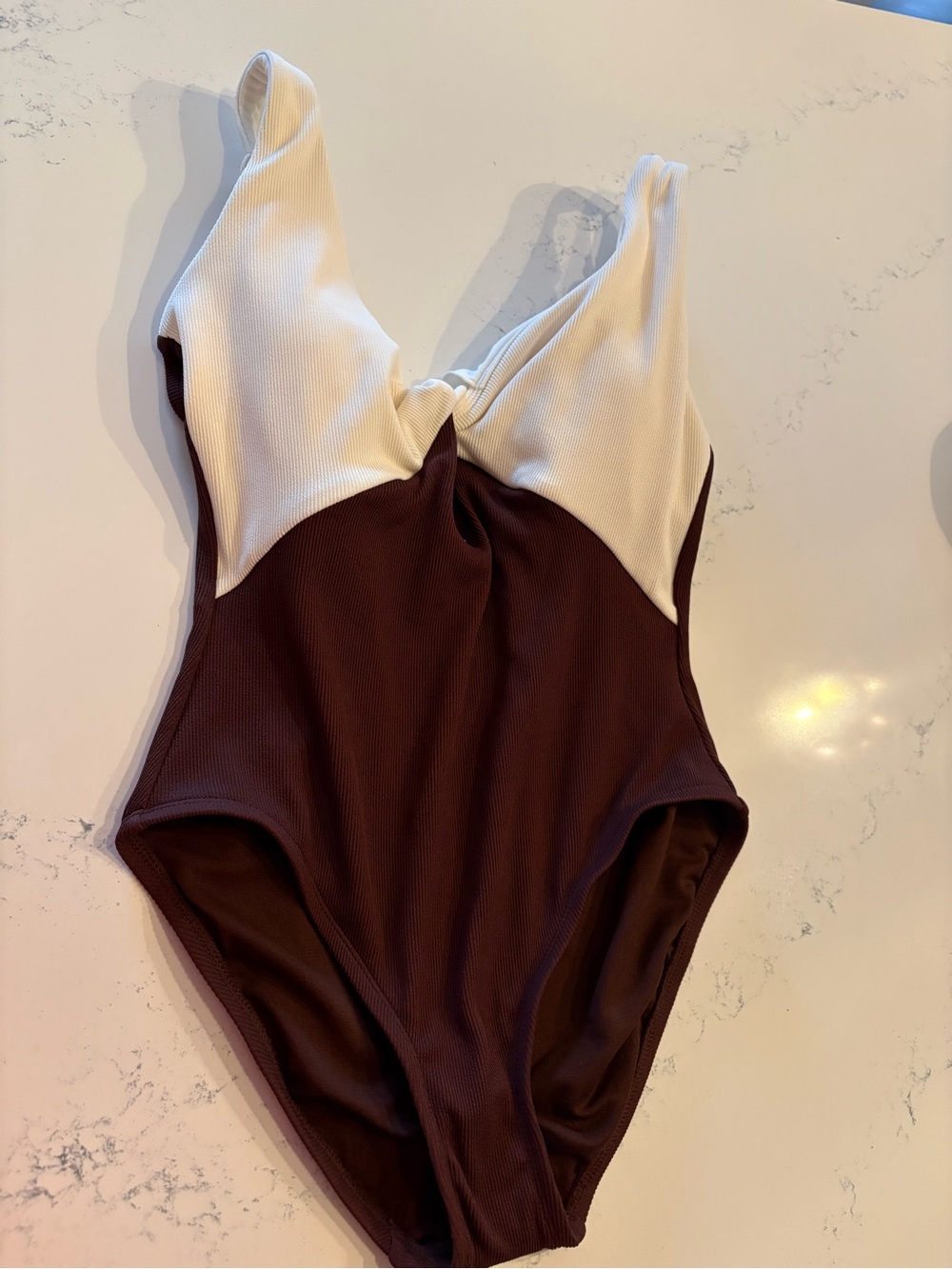 Two-Tone Cream and Deep Brown One-Piece swimsuit size 4-6 women’s